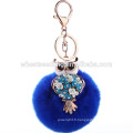 Porte-clés en métal de hibou Porte-clés en fourrure de lapin 126-FH95-126